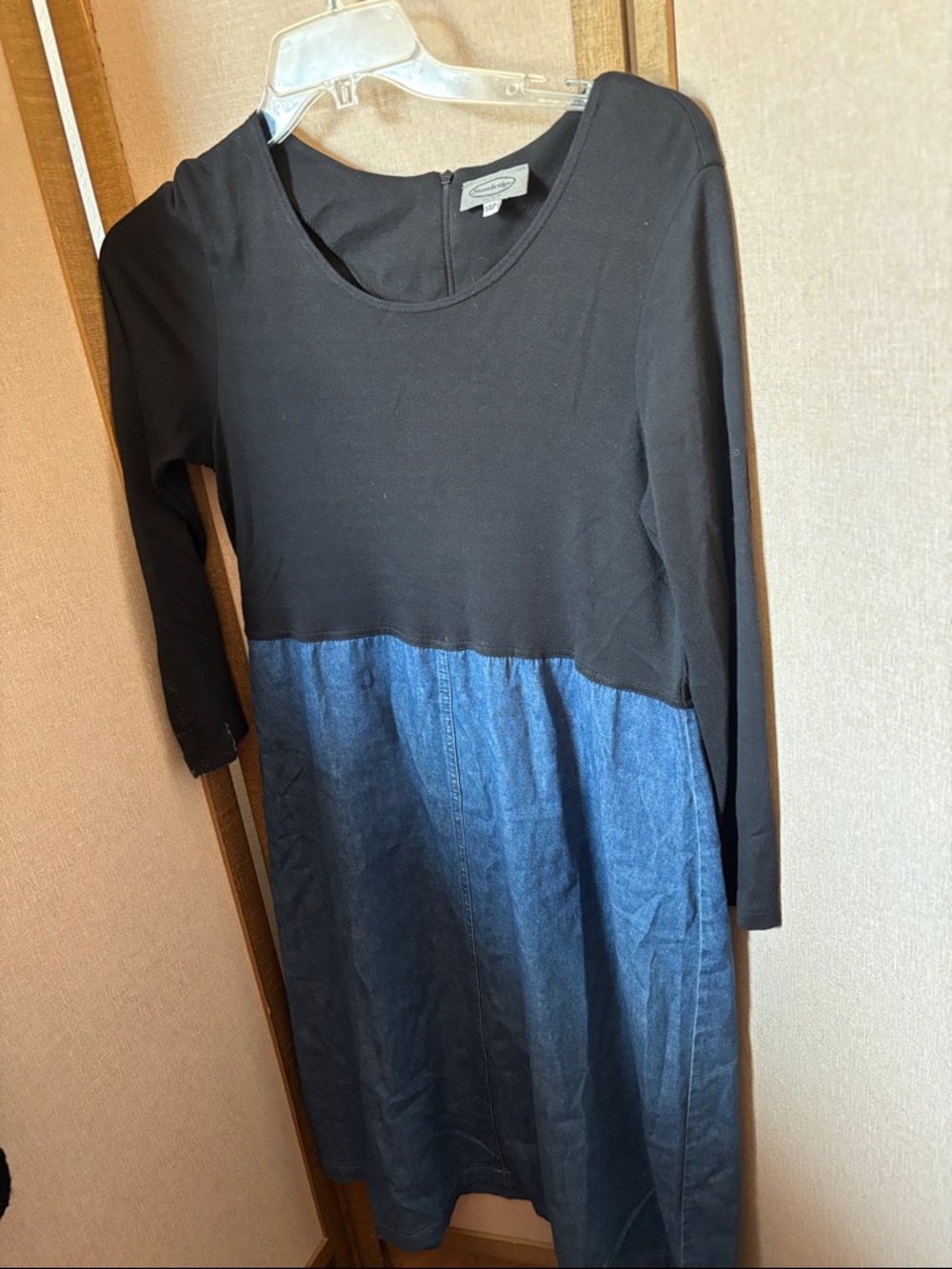 Stonebridge Chambray and Black Two-ToneCasual Women's Dress 14p